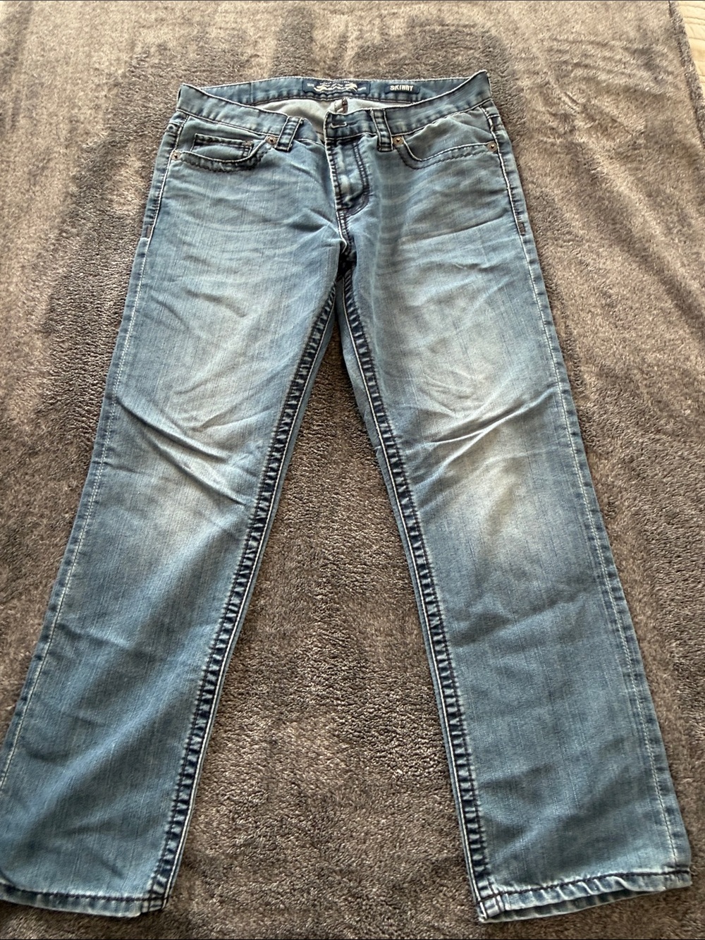 Seven7 Men's Bootcut Jeans in Faded Blue Denim